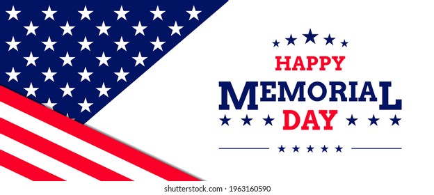 Vector of US Memorial Day celebration background banner or greeting card, with text and USA flag elements
