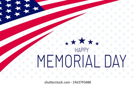 Vector of US Memorial Day celebration background banner or greeting card, with text and USA flag elements