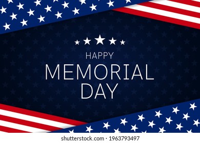 Vector of US Memorial Day celebration background banner or greeting card, with text and USA flag elements