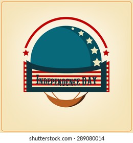 Vector USA American Independence Day. 4th of July illustration with freedom hot air balloon and american flag. For postcards, logos, emblems.