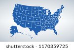 Vector USA colors map with borders of states and shorts name of each states