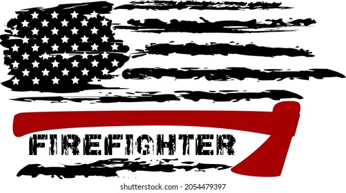 Vector of the usa distressed firefighter flag svg