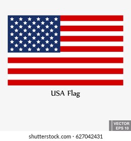 Vector USA flag for America isolated on white background. The icon.