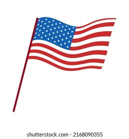 Vector USA flag. American flag blowing in the wind. USA Independence day.