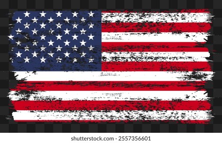 Vector USA flag in grunge style on transparent background