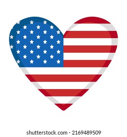 Vector USA Flaggenherz. Amerikanische Flagge im Herzen. USA Unabhängigkeitstag.