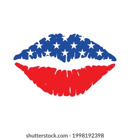 Vector USA Flag Kiss Mark Illustration