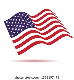 Vector USA flag on white background. Vector template for banner or other production on the veterans day on November.