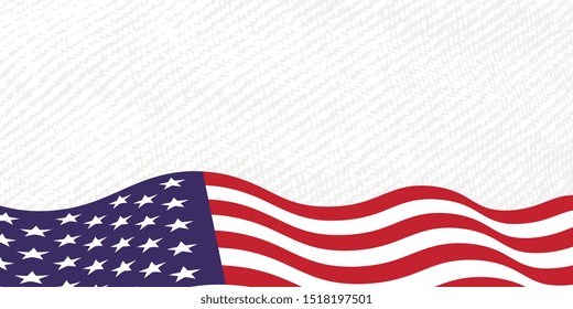 Vector USA flag on white background. Vector template for banner or other production on the veterans day on November.