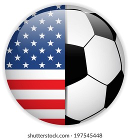 Vector - USA Flag with Soccer Ball Background