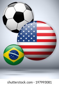 Vector - USA Flag with Soccer Ball Background