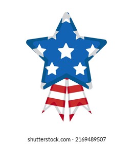 Estrella de la bandera de los Estados Unidos vectores. Bandera en forma de estrella con cintas en los colores de la bandera estadounidense. 