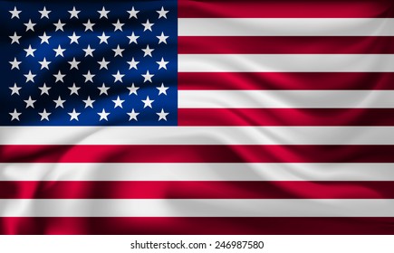 Vector USA flag, three dimensional render, satin texture