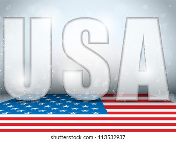 Vector - USA Glass Letters with Flag Background