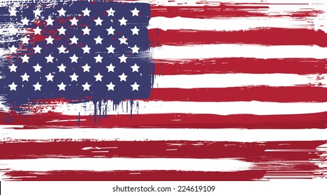 Vector USA grunge flag, painted american symbol of freedom