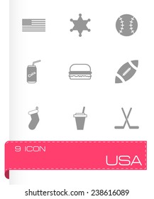 Vector usa icon set on grey background