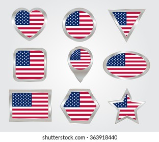 Vector USA icon set.American flag icons.