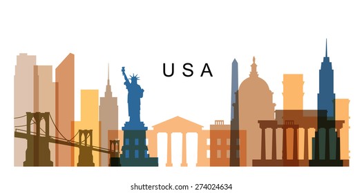 Vector USA And Landmark Architecture Vector Set