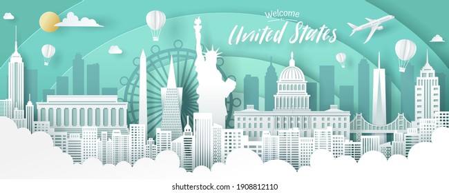 Vector of USA landmark, travel and tourism concept. Eps 10 vector.