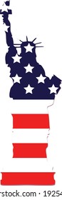 Vector of the USA liberty statue with american flag background