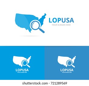 Vector of usa and loupe logo combination. 
