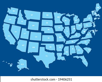 A vector usa map of all states in separate layers.