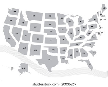 A vector usa map of all states in separate layers.