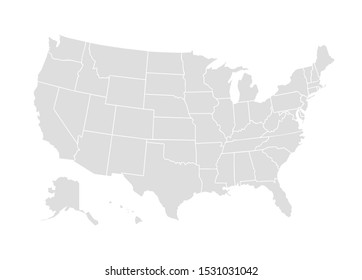 Vector usa map america icon. United state america country world map illustration.