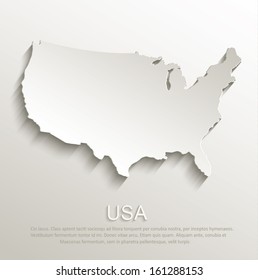 vector USA map card paper 3D natural