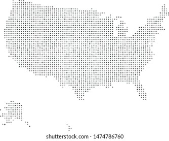 Vector USA map filled with a texture of orthogonally arranged gray circles