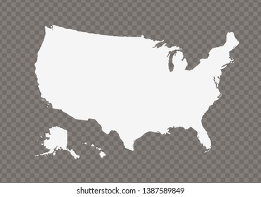 Vector usa map on transparent background.