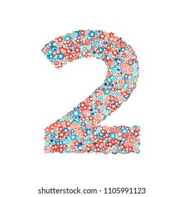 Vector USA national holiday and celebration font, numeral 2