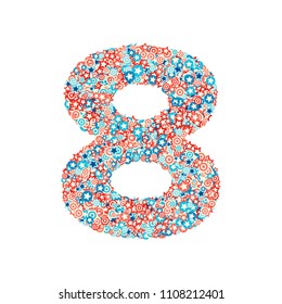 Vector USA national holiday and celebration font, numeral 8