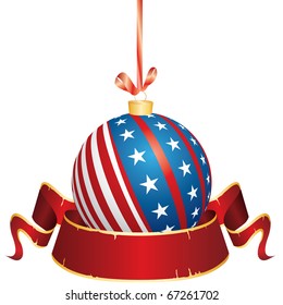 vector USA patriot christmas ball with blank banner