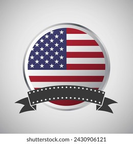 Vector USA Round Flag Banner Vector Illustration