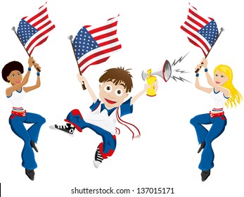 Vector - USA Sport Fan with Flag and Horn