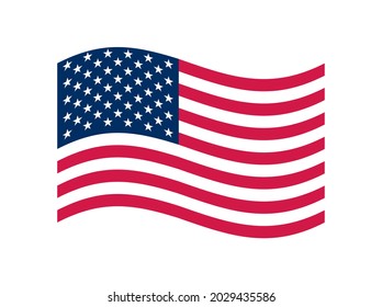 Bandera ondulada Vector USA. Aislado sobre fondo negro.