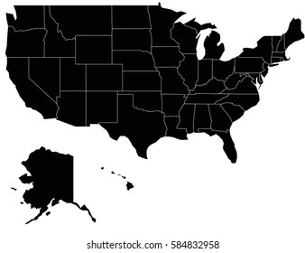 vector usa2 map on white background