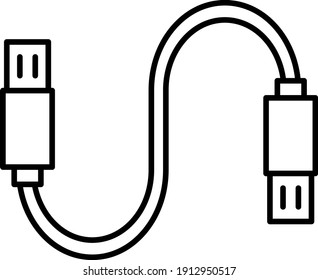 Vector Usb Cable Outline Icon Design
