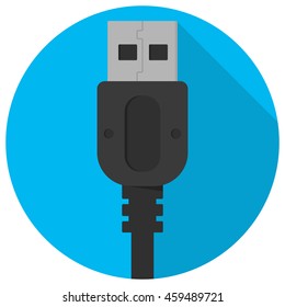 Vector usb cord icon in flat design.