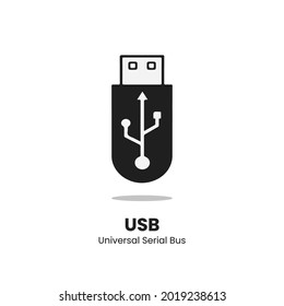 Vector of usb, drive, disk, memory, storage, digital device, transfer portable logo illustration. Simple abstract design, trendy minimalist typography. Can be used for logo symbol sign icon. Isolated
