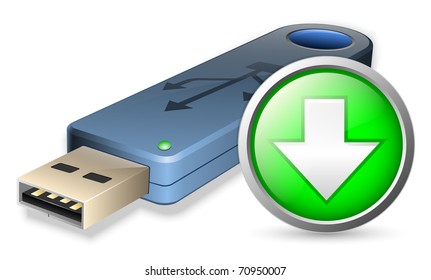 Vector USB Flash drive with DOWNLOAD sign