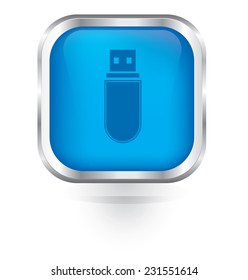 Vector usb flash drive icon glossy button 
