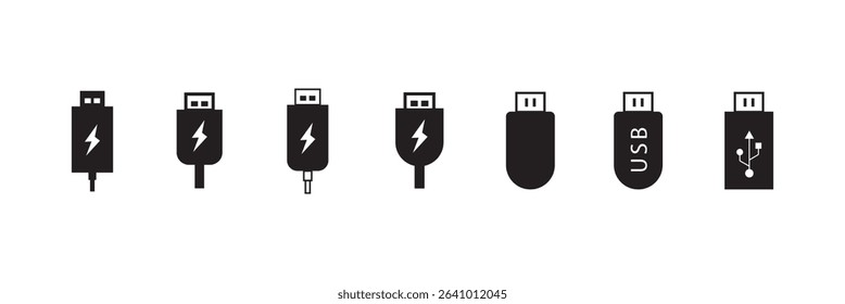 Vector usb flash drive vector icon. Usb icon set illustration. eps10