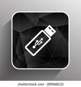 Vector usb flash drive icon on a grey flat button.