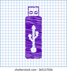 Vector usb flash drive icon with chalk effect 