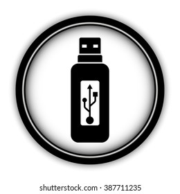 Vector usb flash drive - vector icon; round  button with shadow
