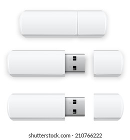 Векторный USB флэш-накопитель изолирован на белом фоне