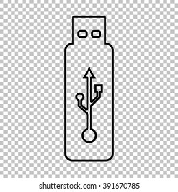Vector usb flash drive line vector icon on transparent background