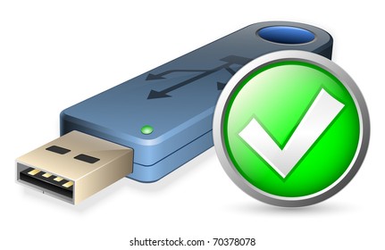 Vector USB Flash drive with OK sign